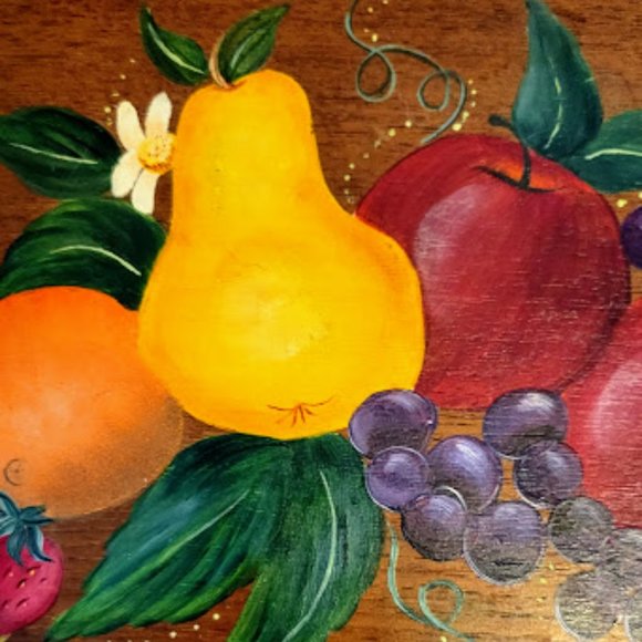 Vintage Hand-Painted Serving Tray Fruit, Millard Norman Handcrafted in England - Picture 6 of 10